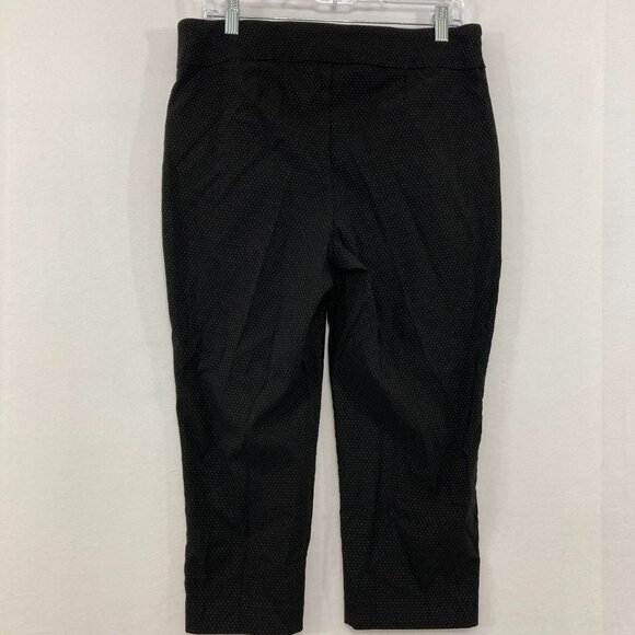 Chico's size Large/2 Stretch Micro Polka Dot Button Accent Pull-on Crop Pants - Picture 9 of 10